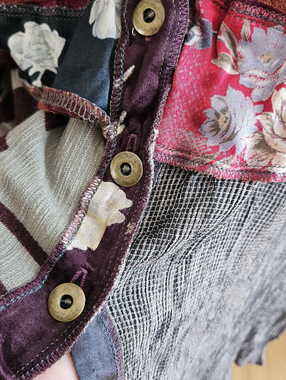 Nothing Matches Boho Lagenlook Patchwork Button-Front Tunic - Picture 4 of 5